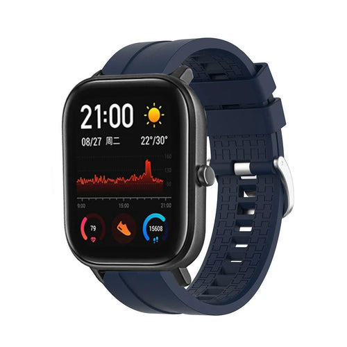 Silicone Strap 'Extreme', dark blue, on a watch, 3/4 front view