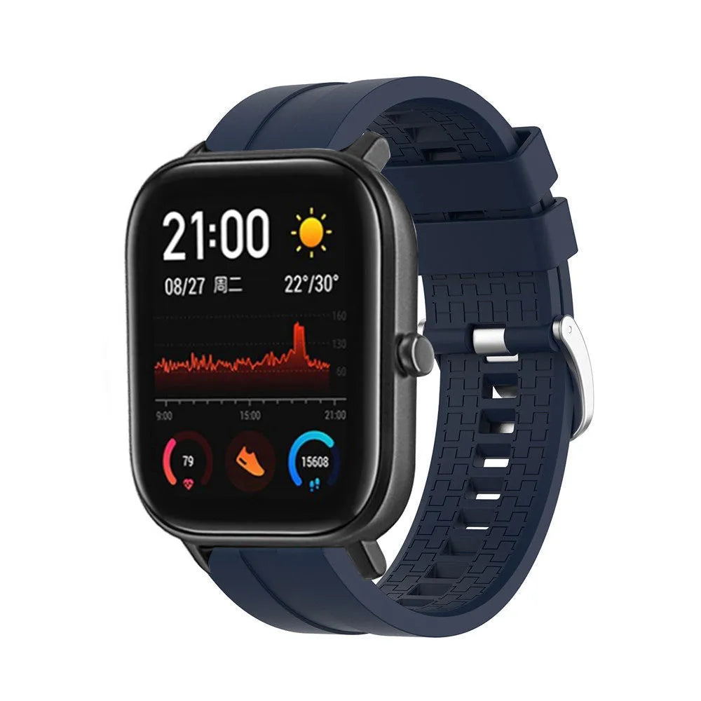 Silicone Strap 'Extreme', dark blue, on a watch, 3/4 front view