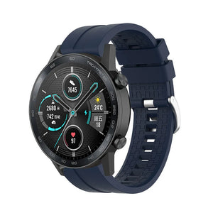 Silicone Strap 'Extreme', dark blue, on a watch, 3/4 front view