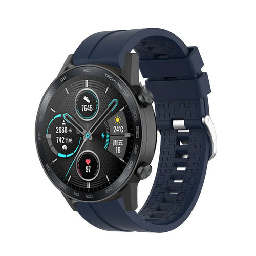 Silicone Strap 'Extreme', dark blue, on a watch, 3/4 front view