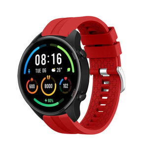 Silicone Strap 'Extreme', red, on a watch, 3/4 front view