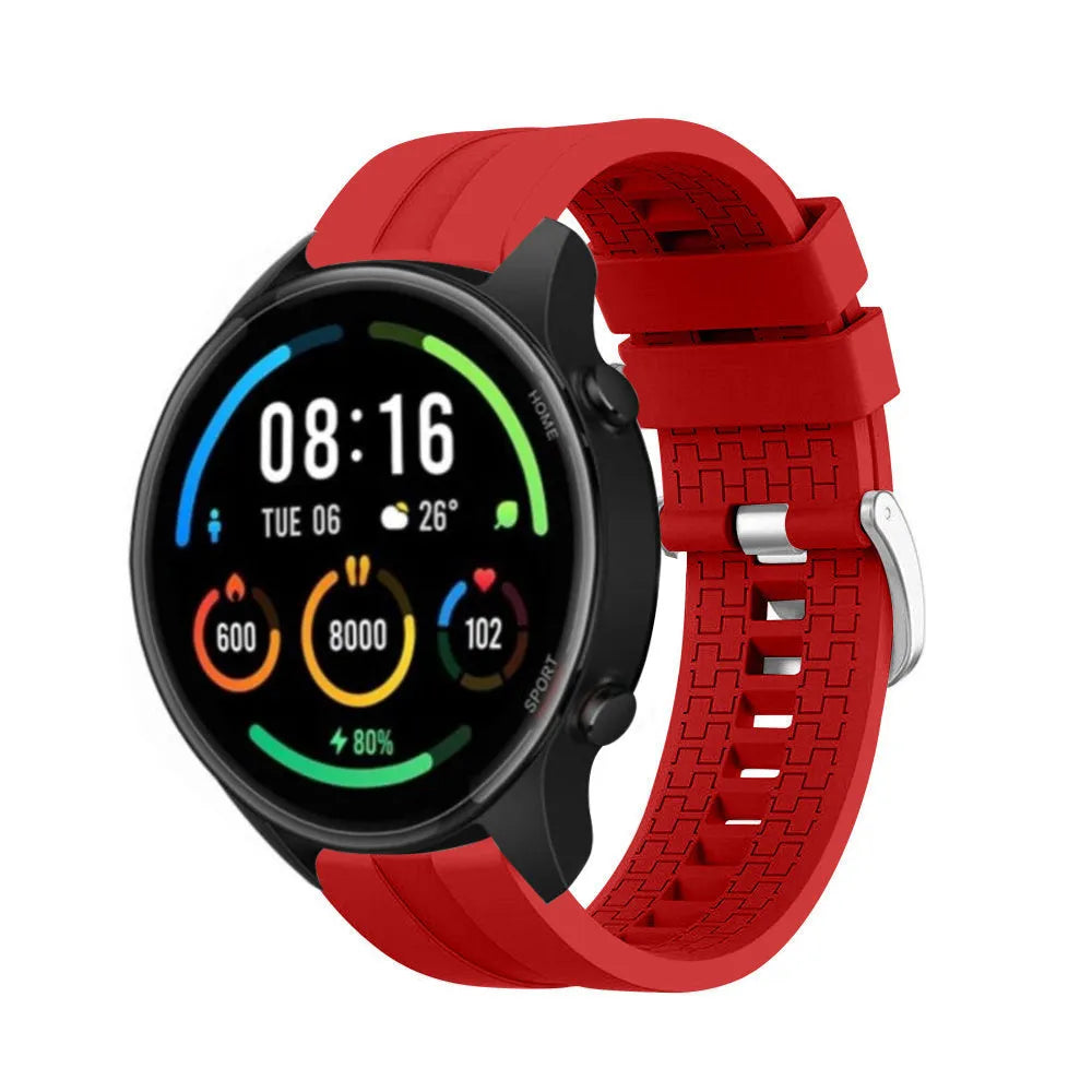 Silicone Strap 'Extreme', red, on a watch, 3/4 front view