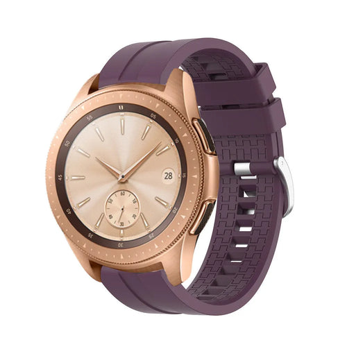 Silicone Strap 'Extreme', purple, on a watch, 3/4 front view