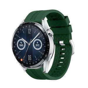 Silicone Strap 'Extreme', army green, on a watch, 3/4 front view