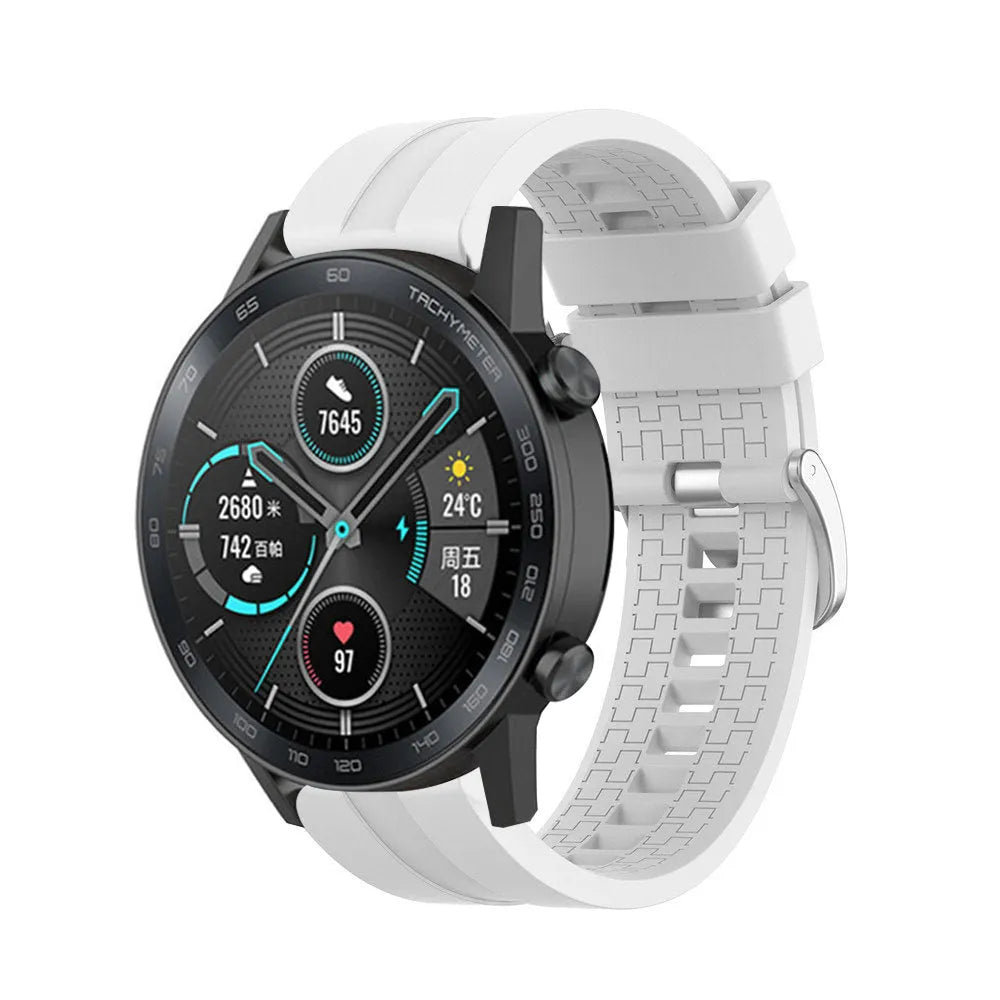 Silicone Strap 'Extreme', white, on a watch, 3/4 front view