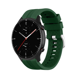 Silicone Strap 'Extreme', army green, on a watch, 3/4 front view