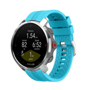 Silicone Strap 'Extreme', light blue, on a watch, 3/4 front view