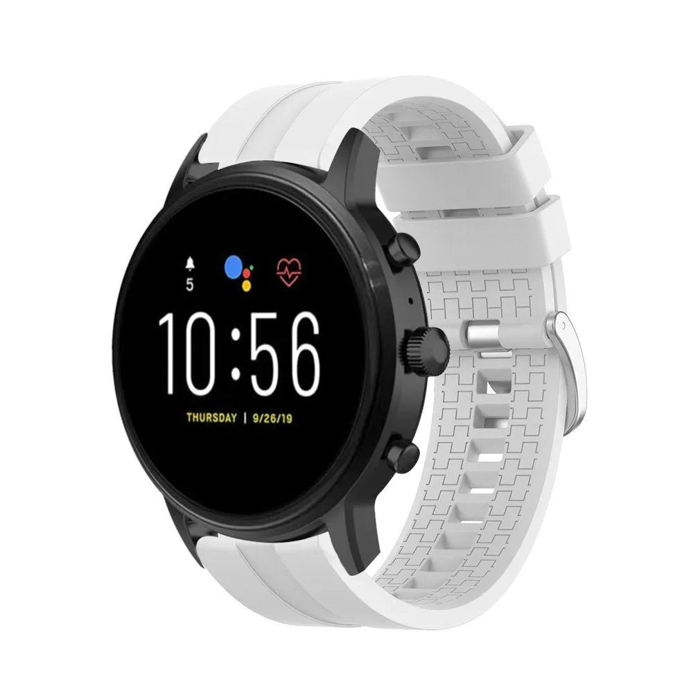 Silicone Strap 'Extreme', white, on a watch, 3/4 front view