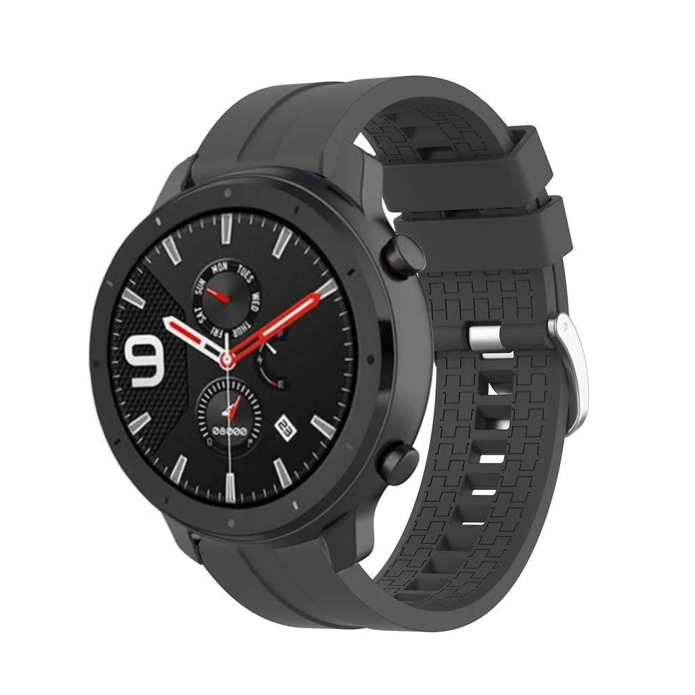 Silicone Strap 'Extreme', dark grey, on a watch, 3/4 front view