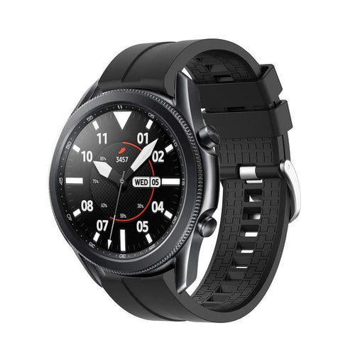 Silicone Strap 'Extreme', black, on a watch, 3/4 front view