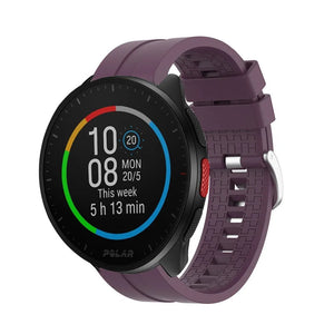 Silicone Strap 'Extreme', purple, on a watch, 3/4 front view