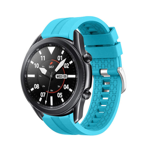 Silicone Strap 'Extreme', light blue, on a watch, 3/4 front view