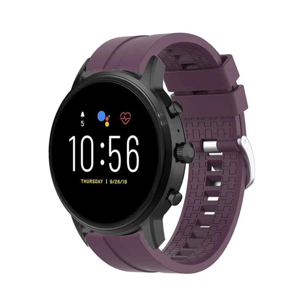 Silicone Strap 'Extreme', purple, on a watch, 3/4 front view