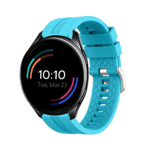 Silicone Strap 'Extreme', light blue, on a watch, 3/4 front view