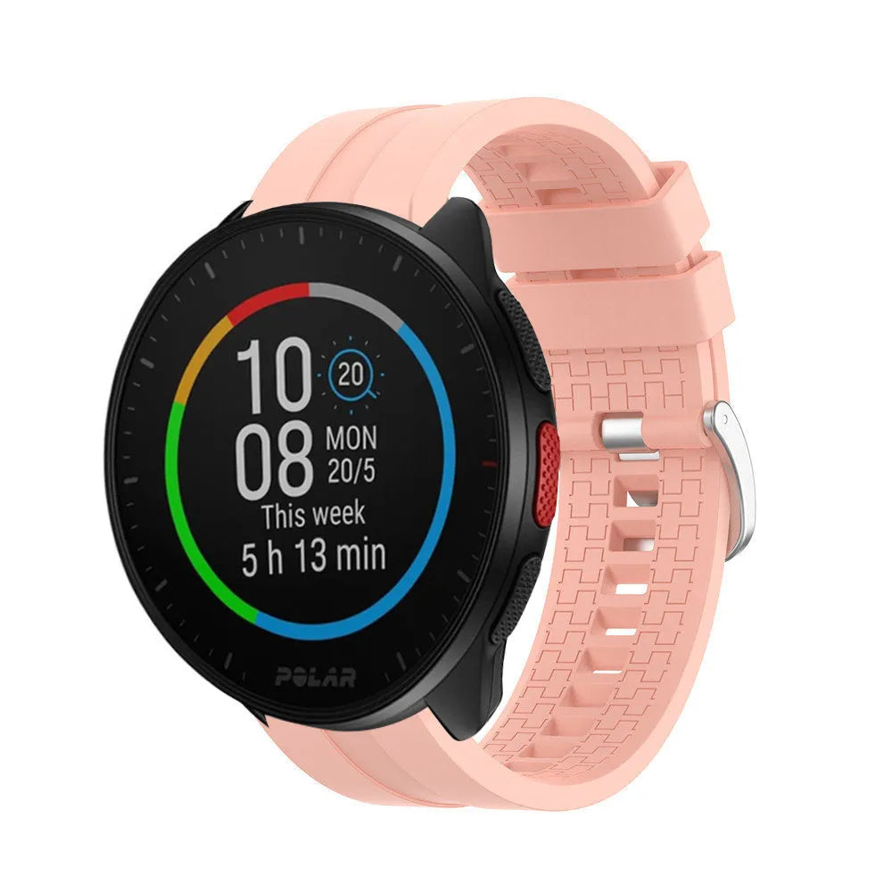 Silicone Strap 'Extreme', pink, on a watch, 3/4 front view