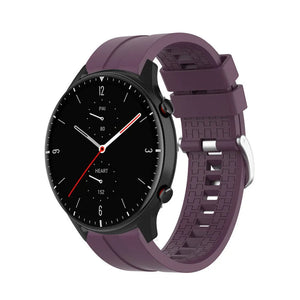 Silicone Strap 'Extreme', purple, on a watch, 3/4 front view