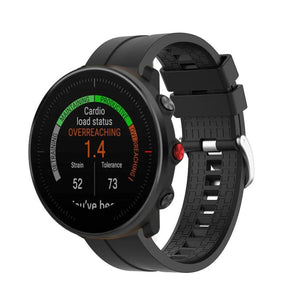 Silicone Strap 'Extreme', black, on a watch, 3/4 front view