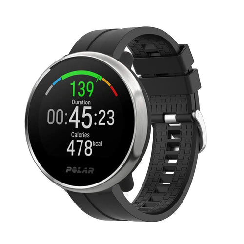 Silicone Strap 'Extreme', black, on a watch, 3/4 front view