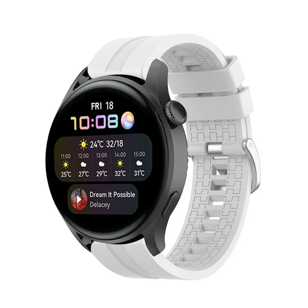 Silicone Strap 'Extreme', white, on a watch, 3/4 front view