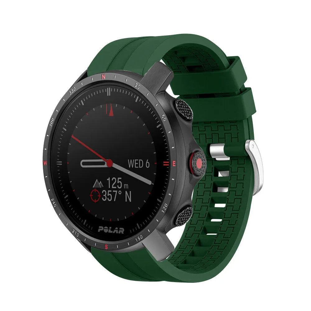 Silicone Strap 'Extreme', army green, on a watch, 3/4 front view