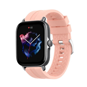Silicone Strap 'Extreme', pink, on a watch, 3/4 front view