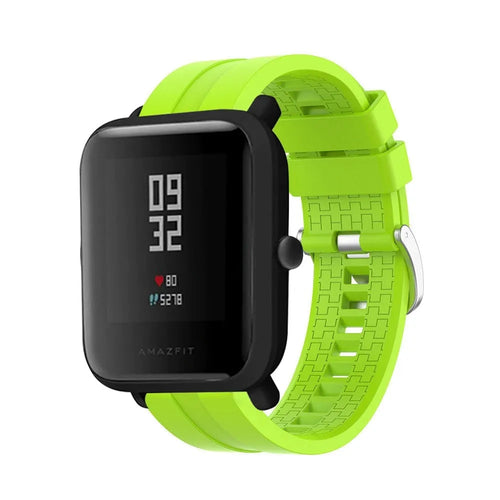 Silicone Strap 'Extreme', lime, on a watch, 3/4 front view