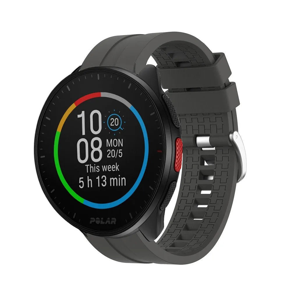 Silicone Strap 'Extreme', dark grey, on a watch, 3/4 front view