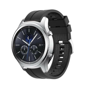 Silicone Strap 'Extreme', black, on a watch, 3/4 front view
