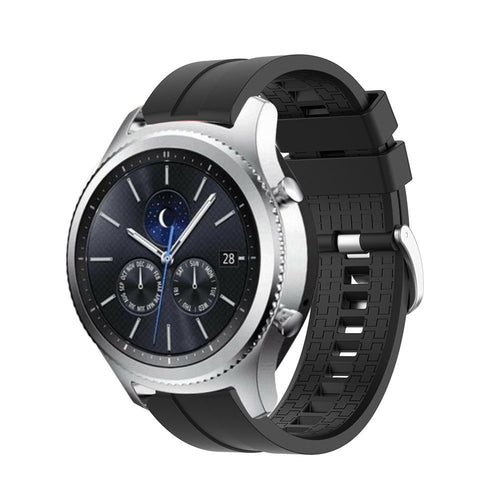 Silicone Strap 'Extreme', black, on a watch, 3/4 front view