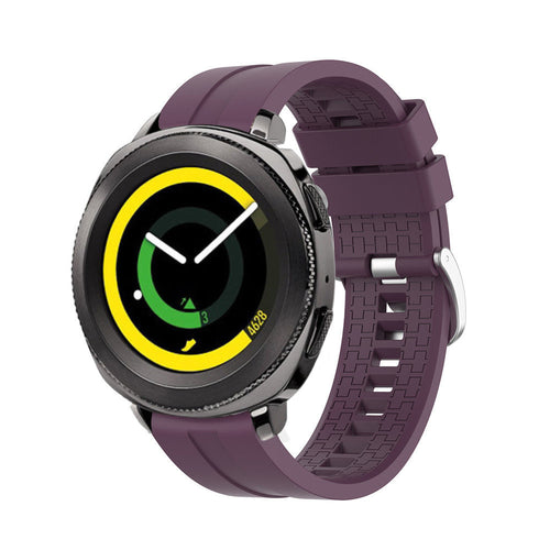 Silicone Strap 'Extreme', purple, on a watch, 3/4 front view