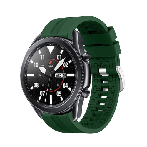 Silicone Strap 'Extreme', army green, on a watch, 3/4 front view