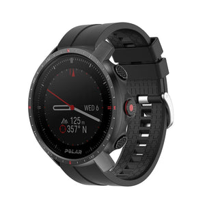 Silicone Strap 'Extreme', black, on a watch, 3/4 front view
