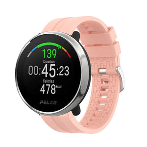 Silicone Strap 'Extreme', pink, on a watch, 3/4 front view