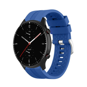 Silicone Strap 'Extreme', blue, on a watch, 3/4 front view