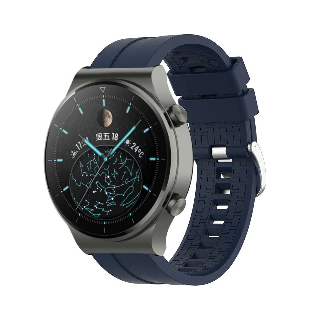 Silicone Strap 'Extreme', dark blue, on a watch, 3/4 front view