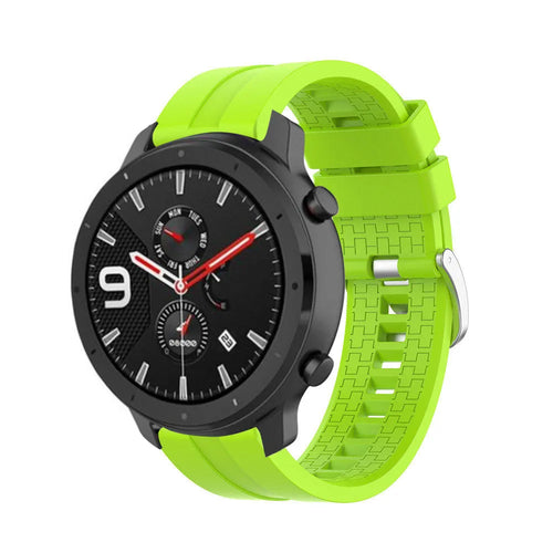 Silicone Strap 'Extreme', lime, on a watch, 3/4 front view