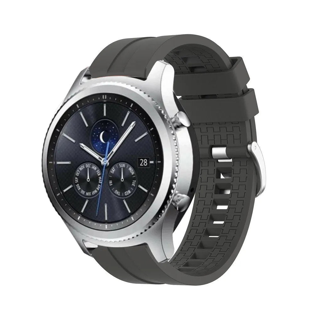 Silicone Strap 'Extreme', dark grey, on a watch, 3/4 front view