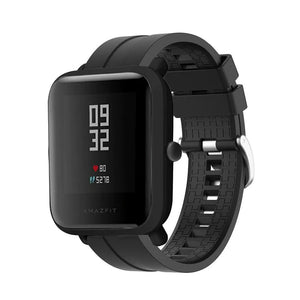 Silicone Strap 'Extreme', black, on a watch, 3/4 front view