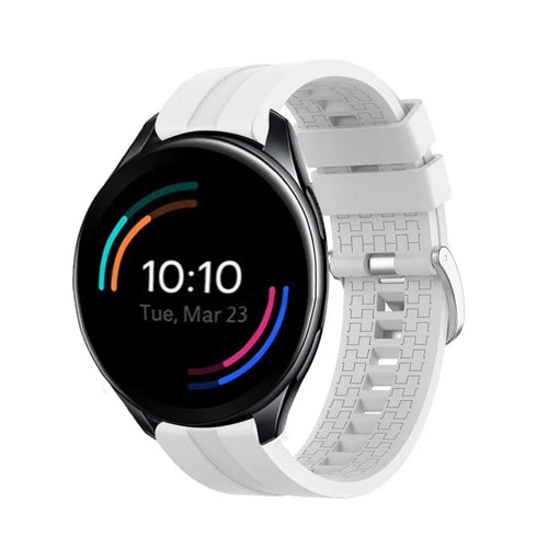 Silicone Strap 'Extreme', white, on a watch, 3/4 front view