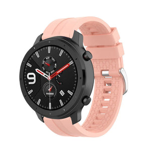 Silicone Strap 'Extreme', pink, on a watch, 3/4 front view