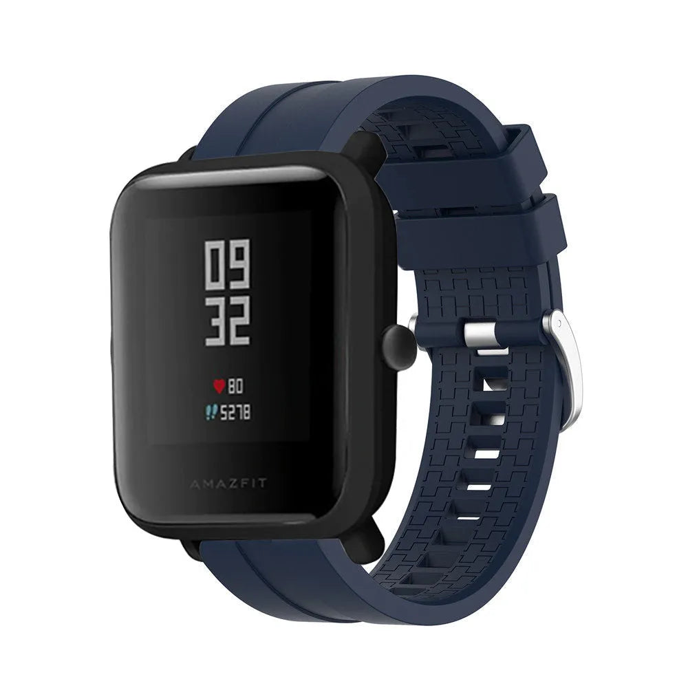 Silicone Strap 'Extreme', dark blue, on a watch, 3/4 front view