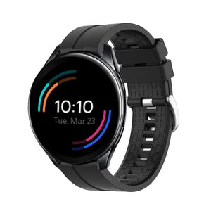 Silicone Strap 'Extreme', black, on a watch, 3/4 front view