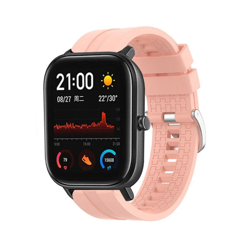 Silicone Strap 'Extreme', pink, on a watch, 3/4 front view