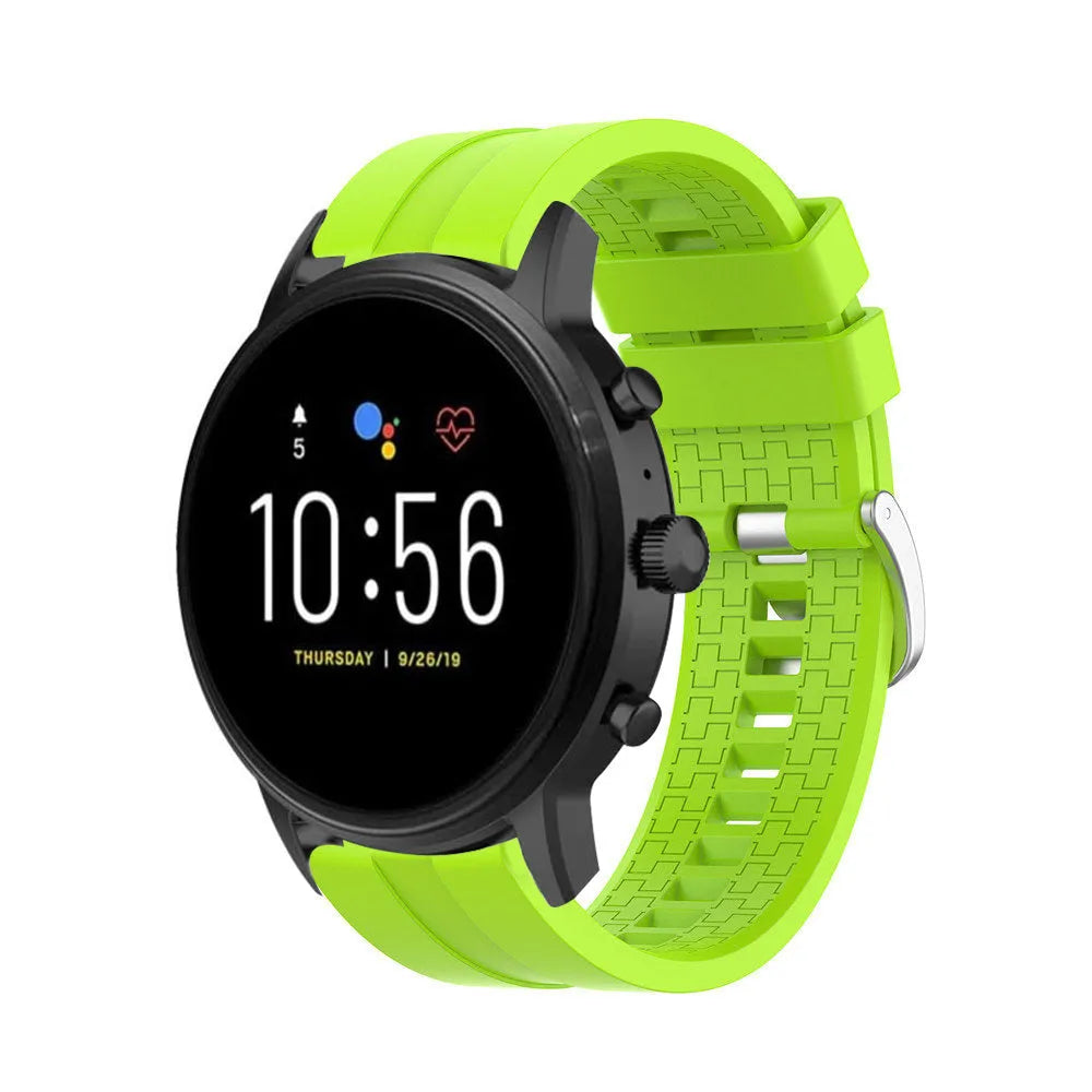 Silicone Strap 'Extreme', lime, on a watch, 3/4 front view