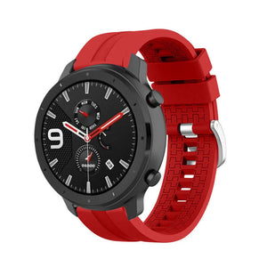 Silicone Strap 'Extreme', red, on a watch, 3/4 front view