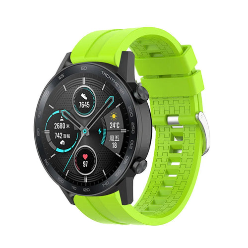 Silicone Strap 'Extreme', lime, on a watch, 3/4 front view
