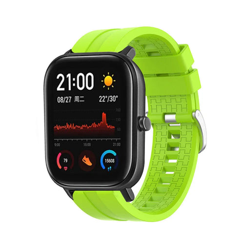 Silicone Strap 'Extreme', lime, on a watch, 3/4 front view