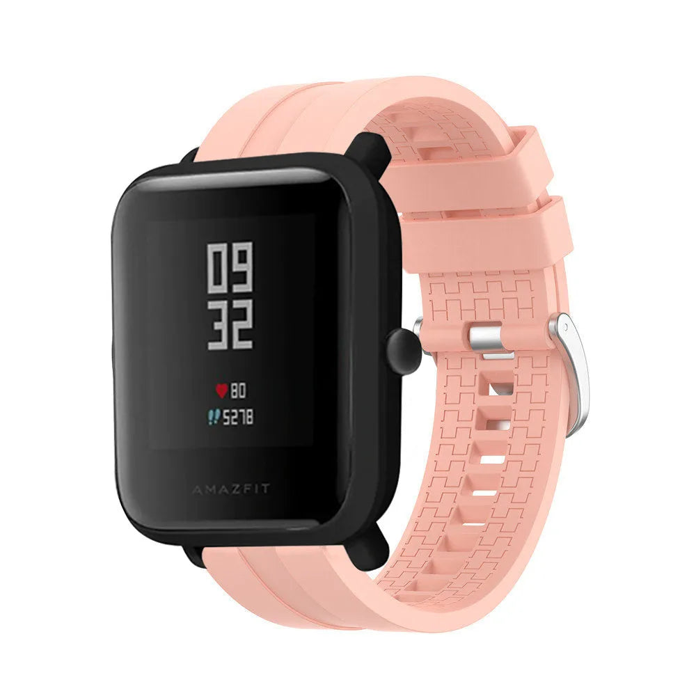 Silicone Strap 'Extreme', pink, on a watch, 3/4 front view