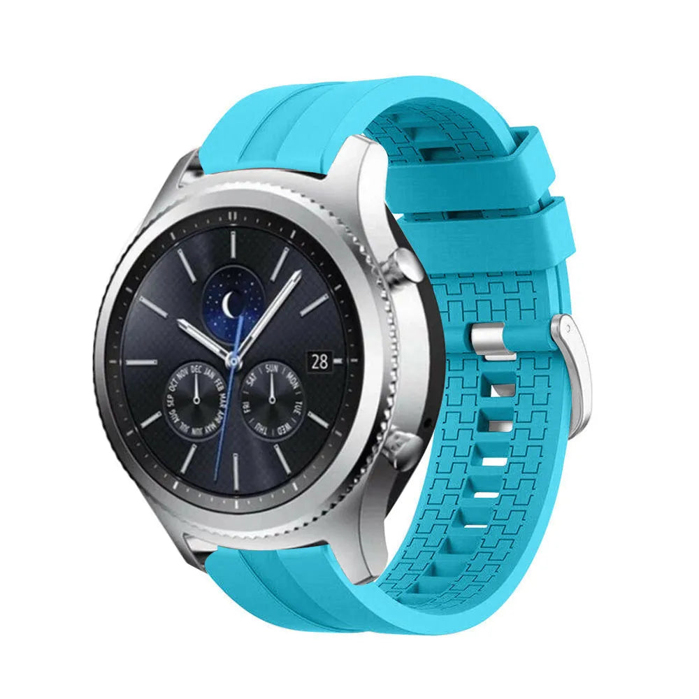 Silicone Strap 'Extreme', light blue, on a watch, 3/4 front view