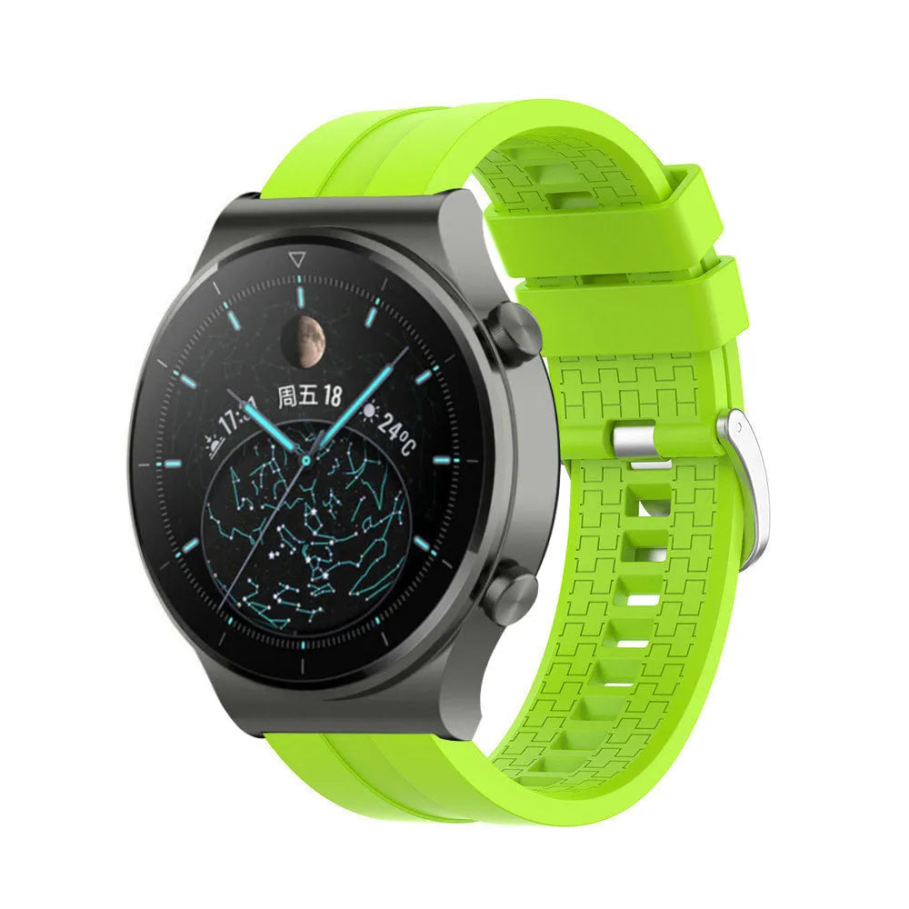 Silicone Strap 'Extreme', lime, on a watch, 3/4 front view